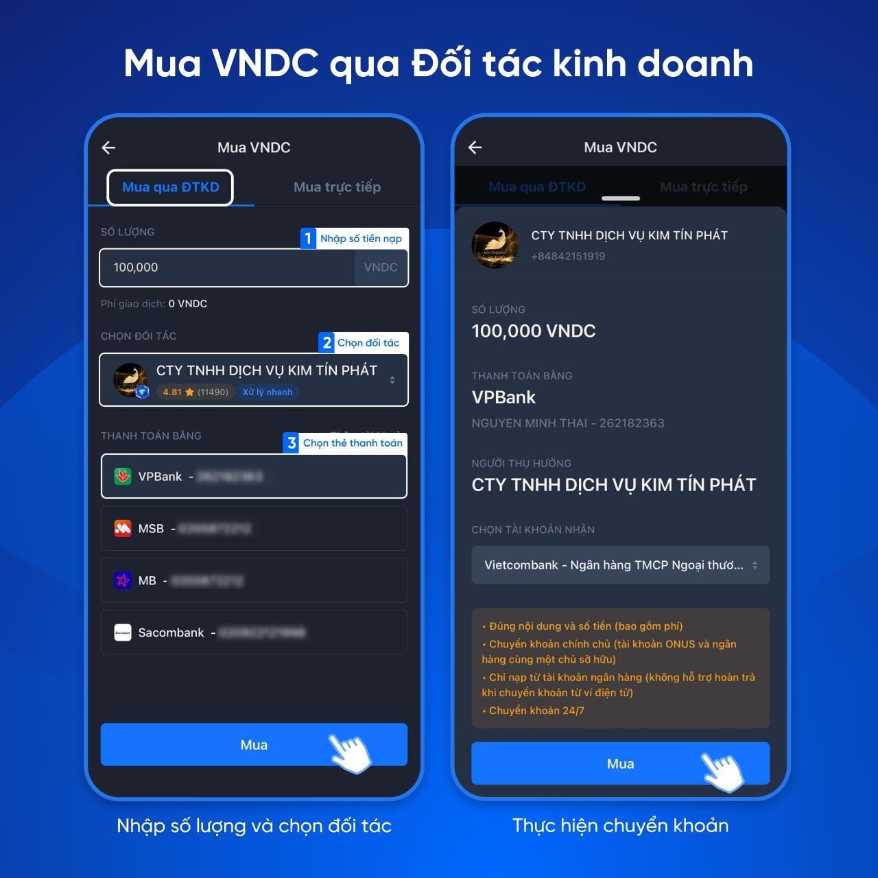 Hướng dẫn nạp/rút VNDC - Bước 4